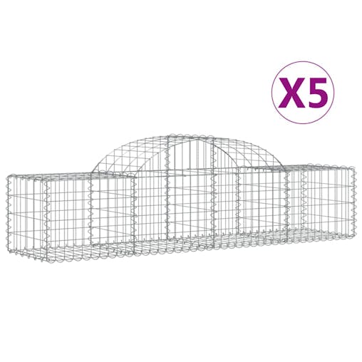 NNEVL Arched Gabion Baskets 5 pcs 200x50x40/60 cm Galvanised Iron
