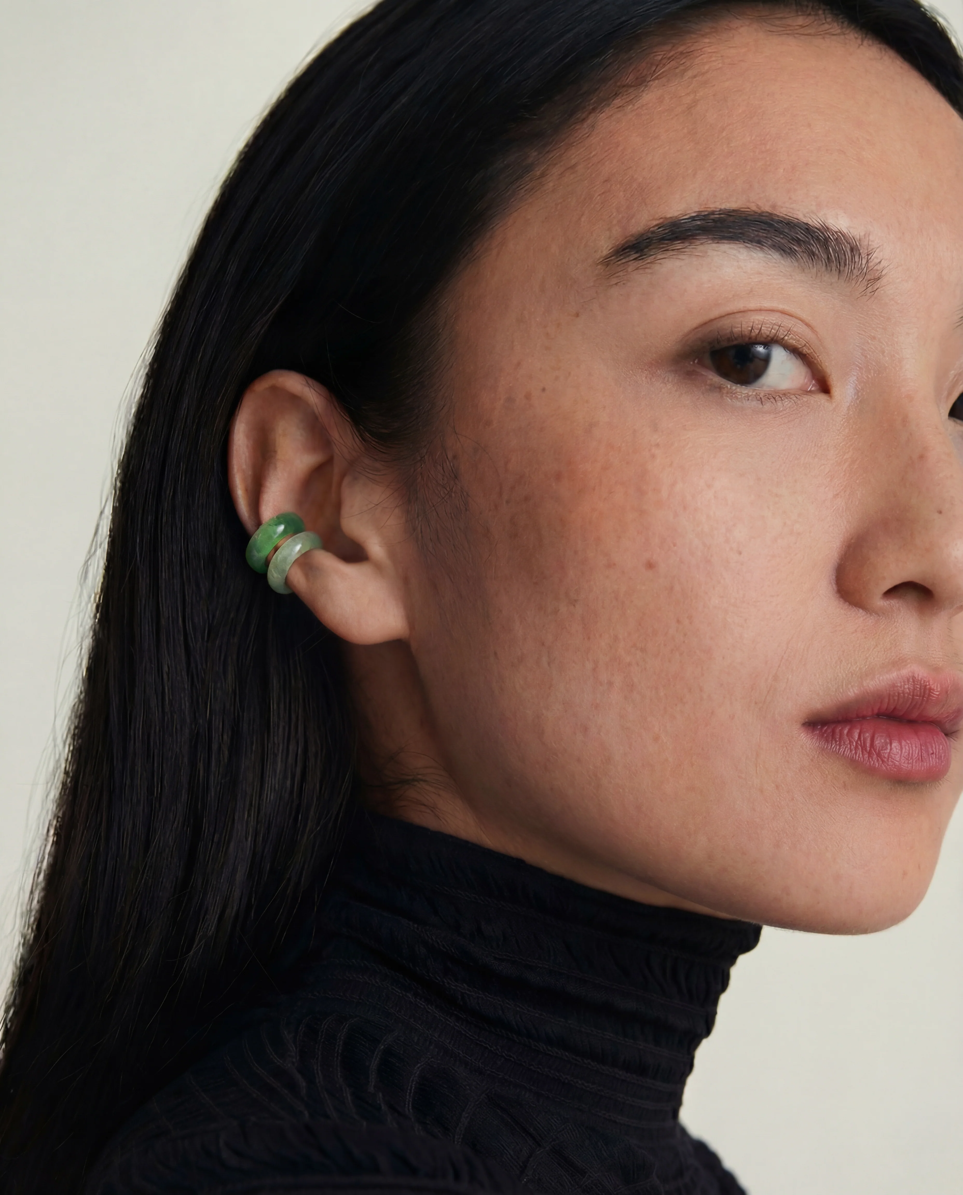 Abby — Single Jade Cuff Earring in Light Green