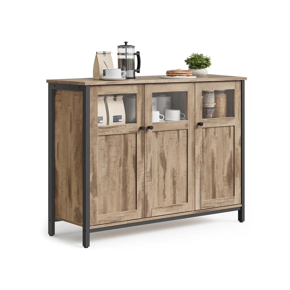 Buffet avec placard 3 portes vitrées