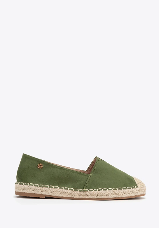 Damskie espadryle z plecionym noskiem zielone