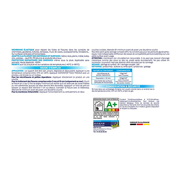 Membrane d'étanchéité Bostik Waterstop universel blanc 6 kg