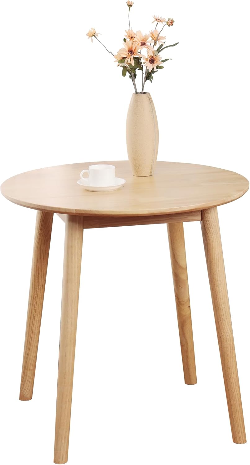 28.3 Small Round Dining Table for 2,Wooden Space-Saving Kitchen Dinner Table Rustic Wood Dining Table Mid Century Modern Kitchen Table