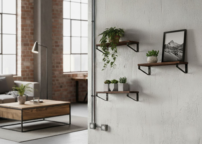 Trzy półki wiszące na kwiaty ozdoby loft ModernHome