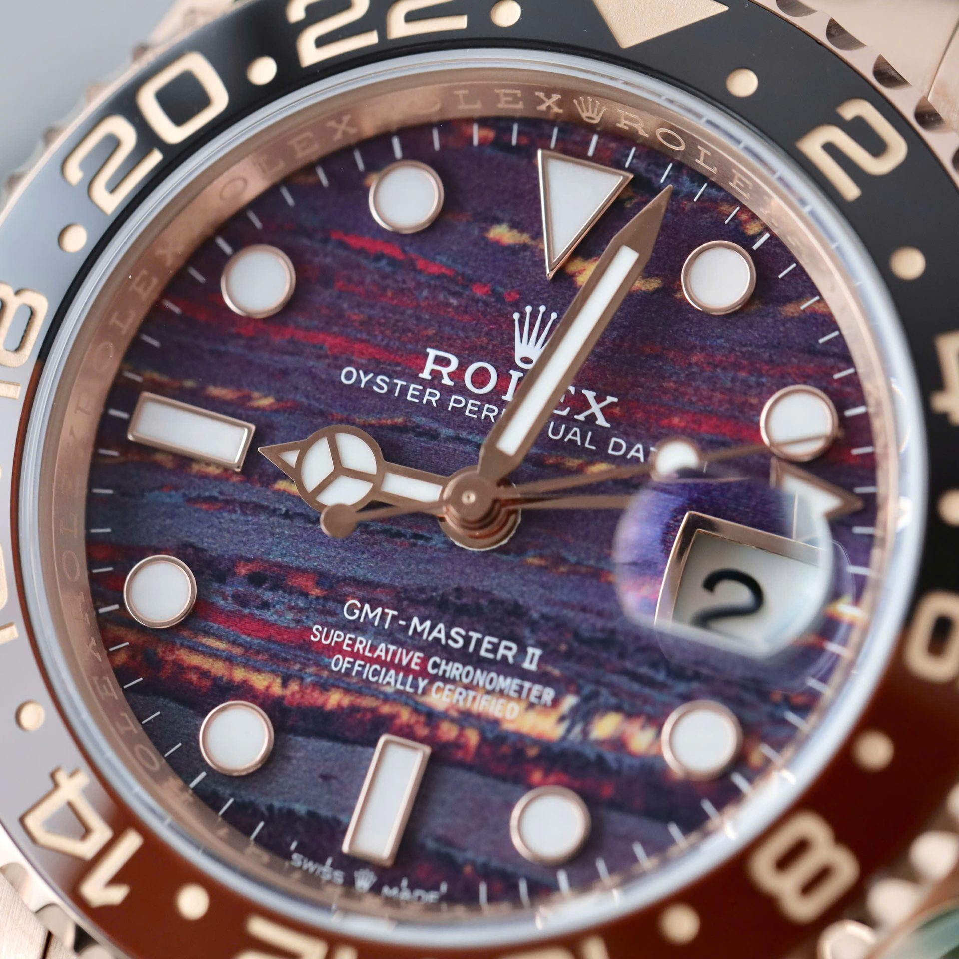 Rolex GMT-Master II 126715CHNR RG Plated Tiger Iron Dial 40mm Oyster Super Clone