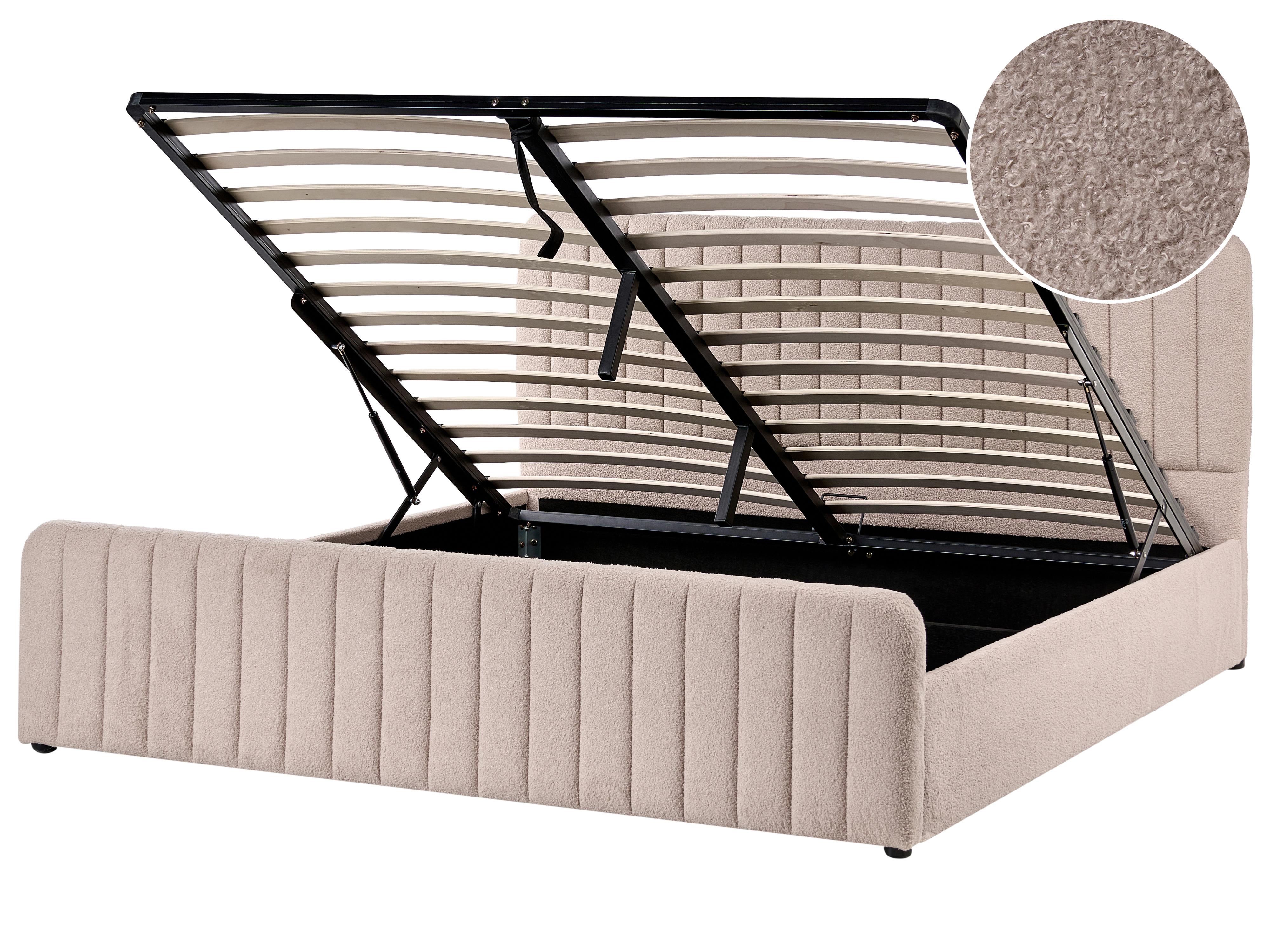 Ottoman Bed Boucle LUNAN 180 x 200 cm (EU Super King) Beige