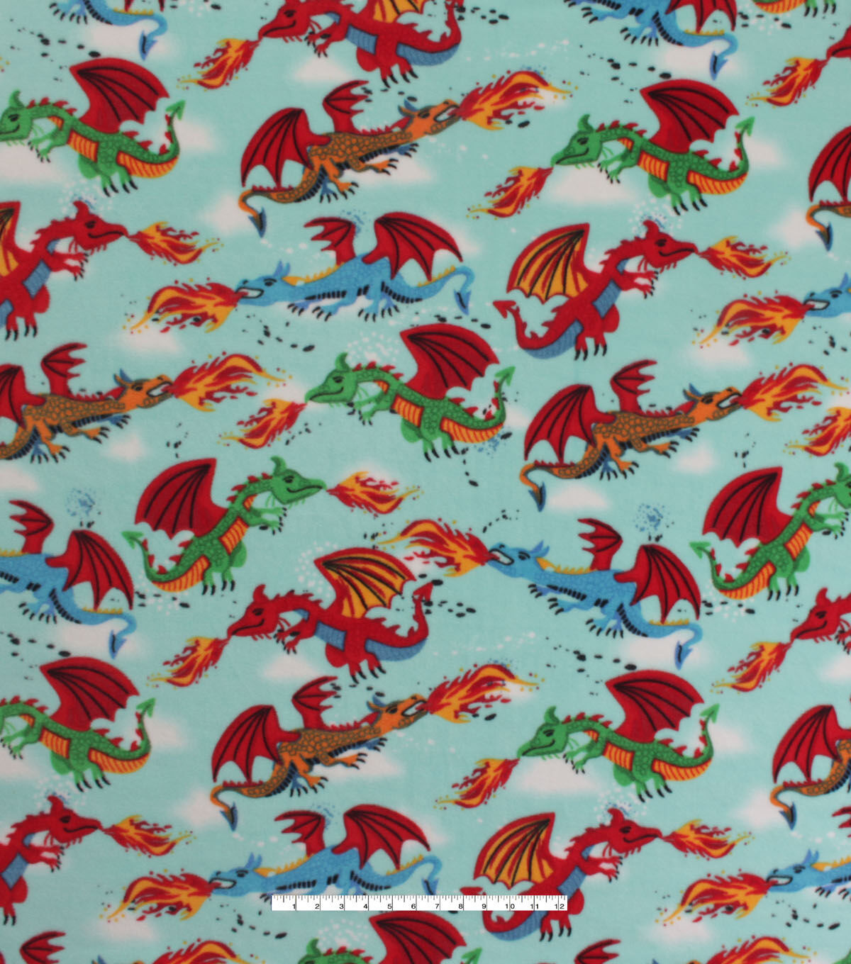 Dragons on Green Anti Pill Fleece Fabric