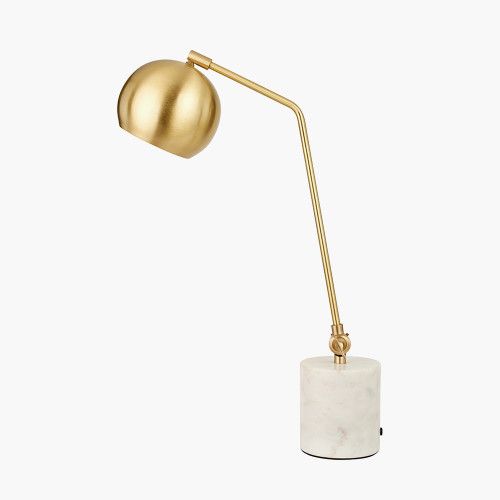 Ruma Gold Metal and Marble Table Lamp