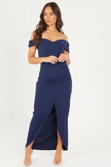 Quiz Blue Bardot Maxi Dress