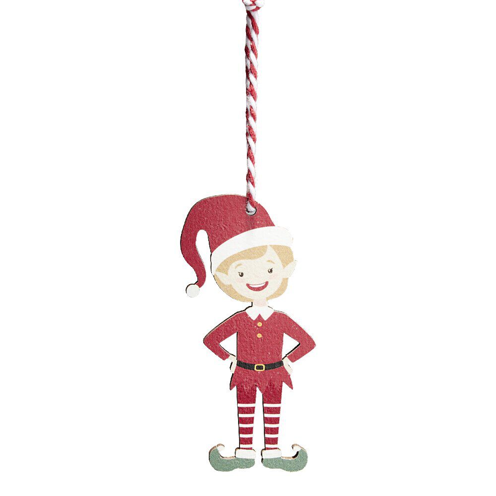 Lutin en bois à suspendre L10cm - 2 modèles fille ou garçon
