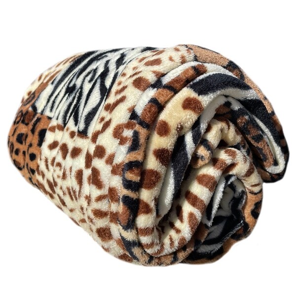 Super Soft Micro Plush Flannel Bed Safari Skin Print Blanket