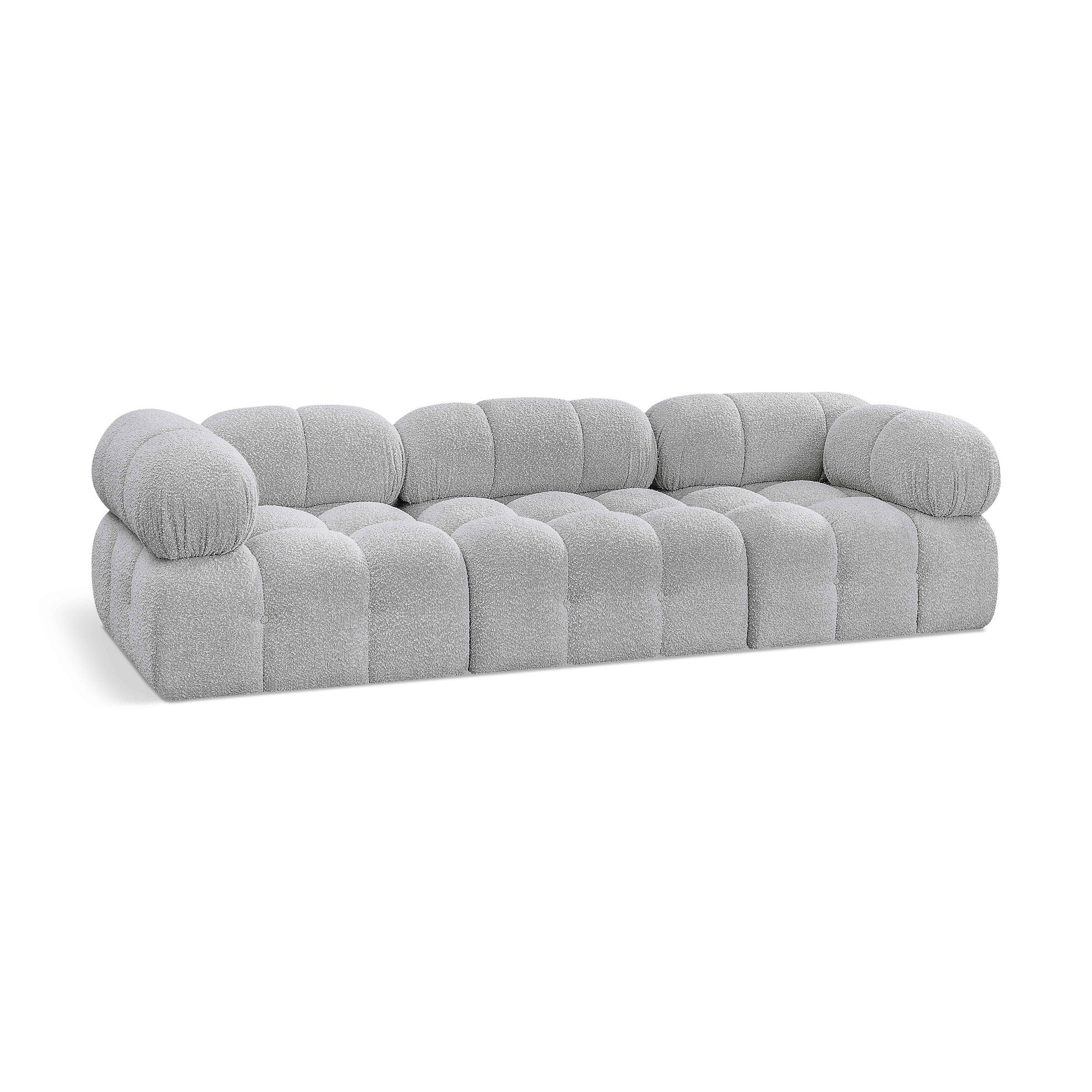Ames 102 Boucle Fabric Upholstered 3pc. Modular Sofa