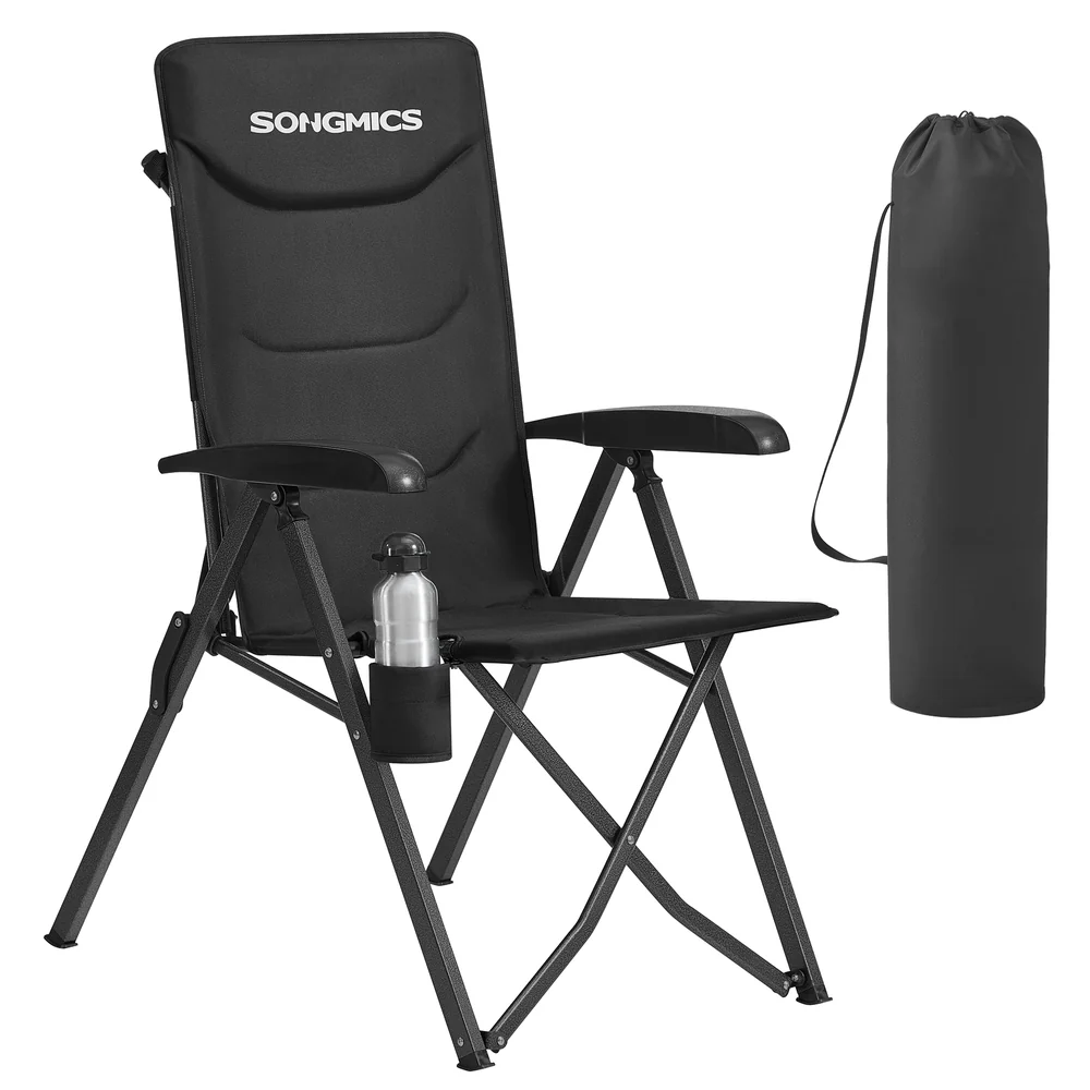 Chaise de Camping Pliante avec Dossier Haut Réglable