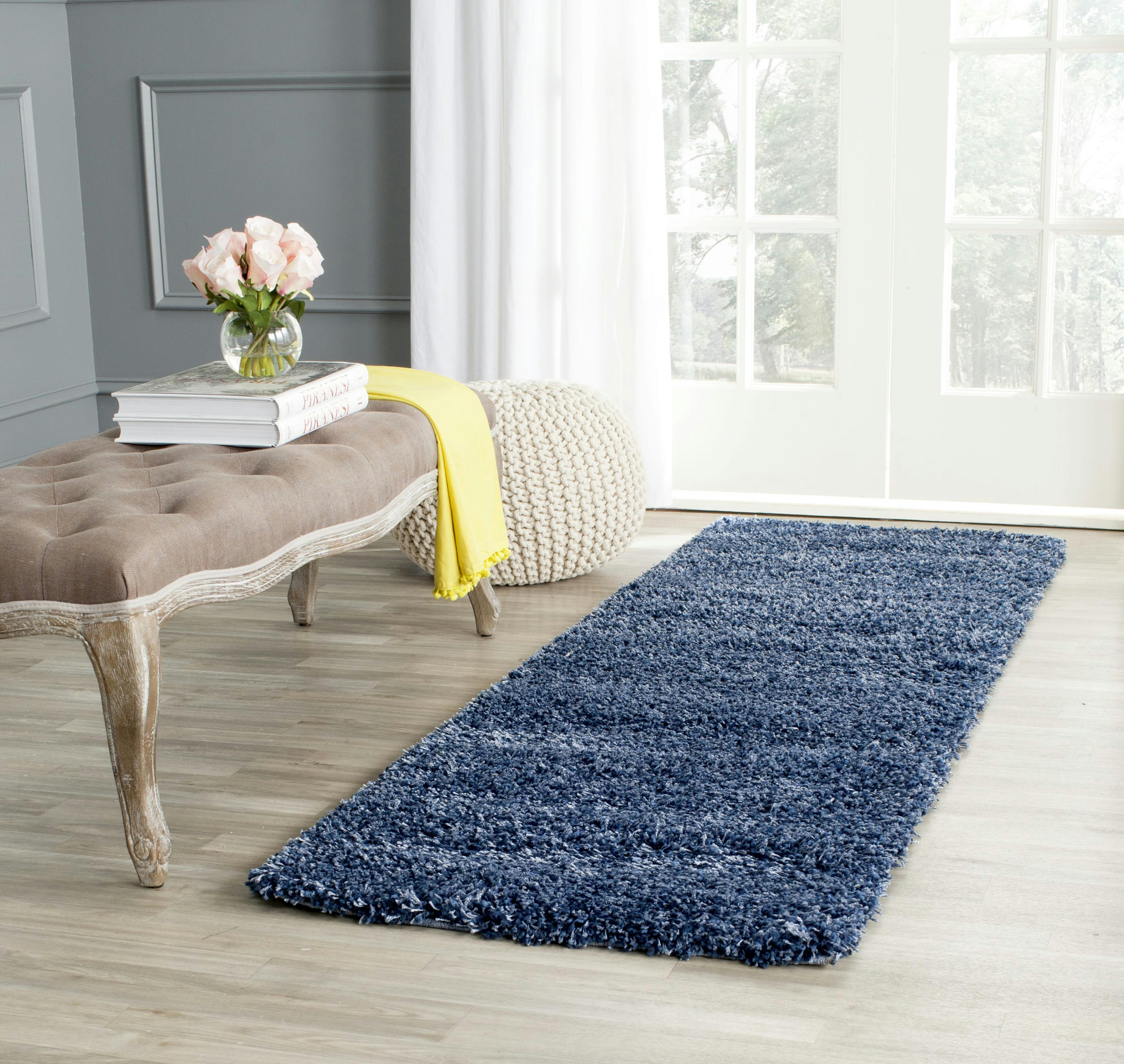 CALIFORNIA SHAG - Tapis de salon interieur en bleu marine, 69 x 213 cm