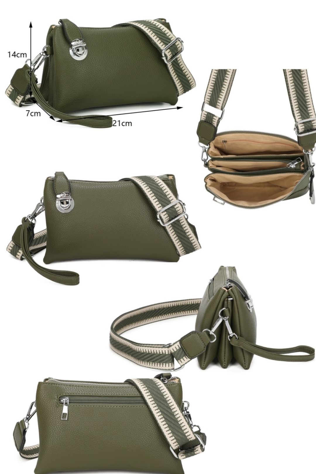 Fontanella Fashion Lunaris Triple Compartment Crossbody Bag With A Fixed Lock