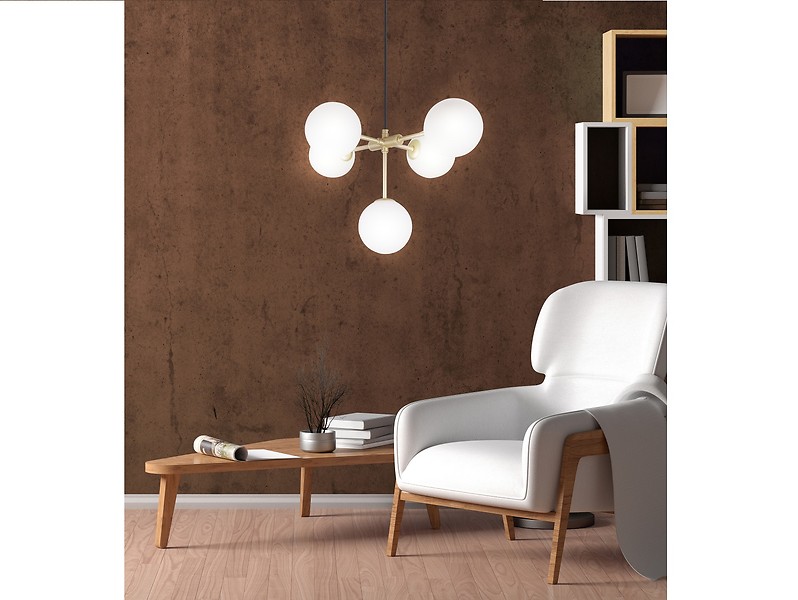 Lampa wisząca Mati 5-punktowa metalowa złota
