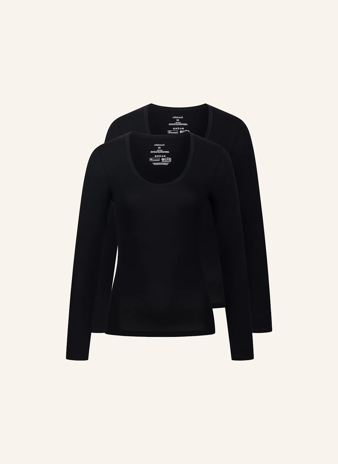 erlich textil 2er Pack Light Touch tiefausgeschnittenes Langarmshirt aus Lyocell - seidig weich