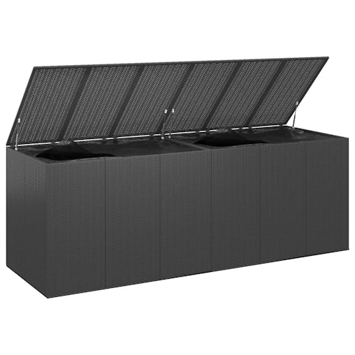 NNEVL Garden Cushion Box PE Rattan 291x100.5x104 cm Black