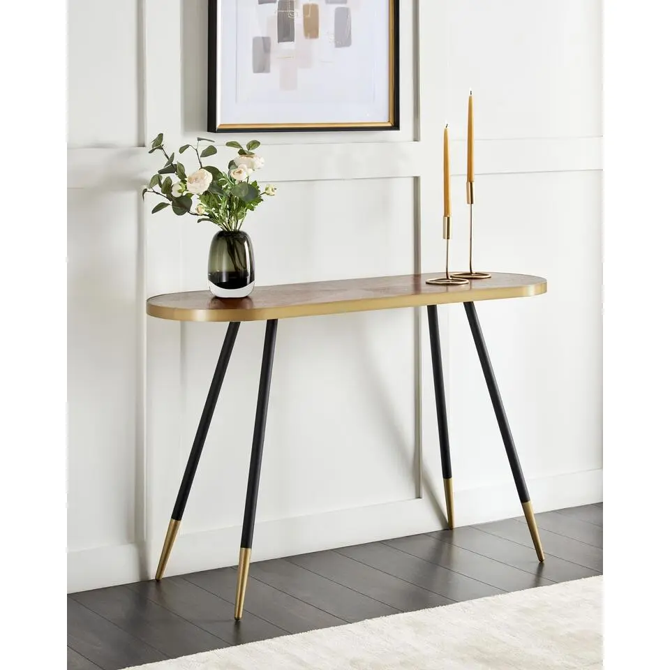 RAMONA - Sidetable - Donkerbruin/Goud - Hout
