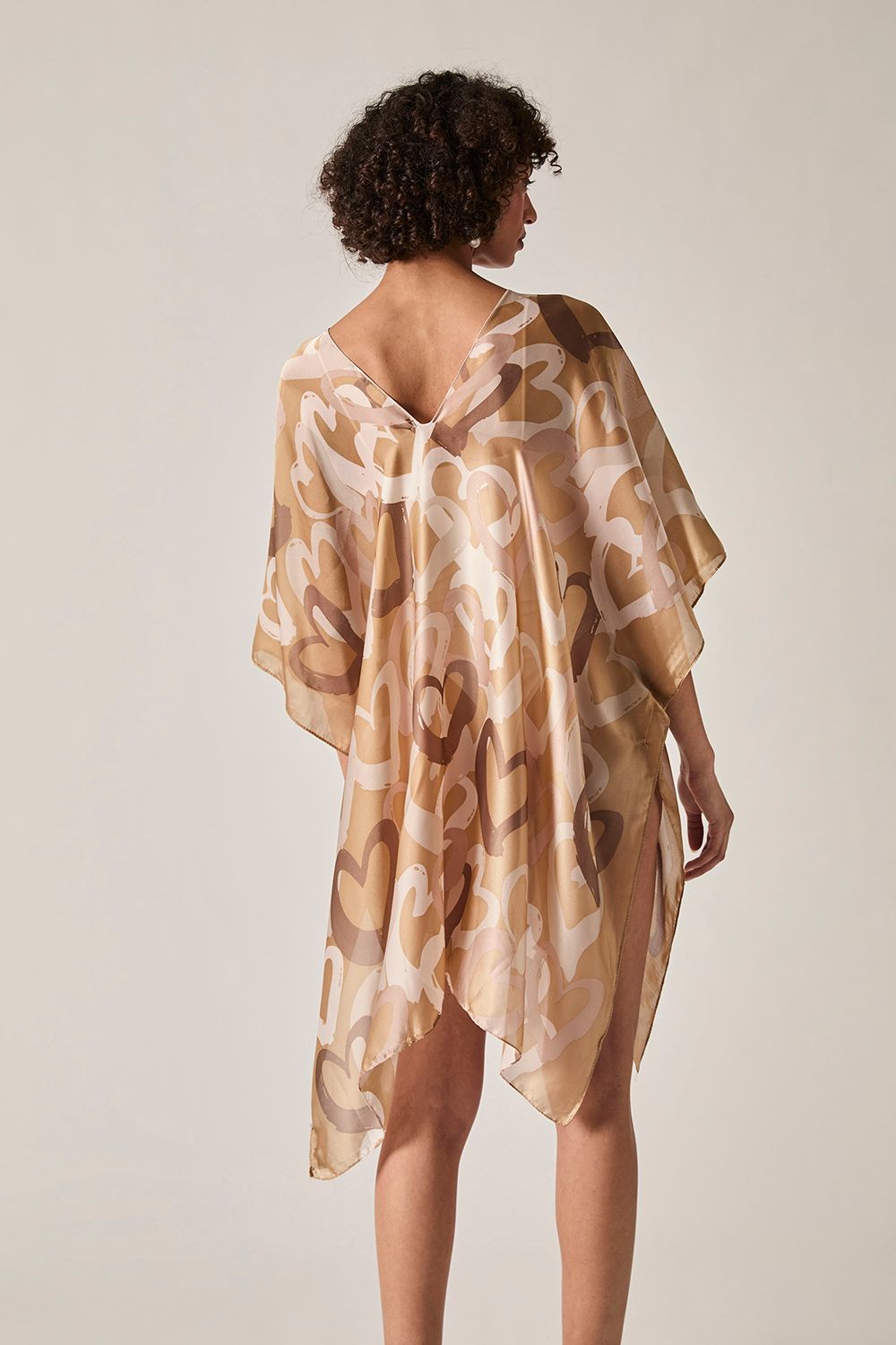 James Lakeland Beige Heart Print Kaftan