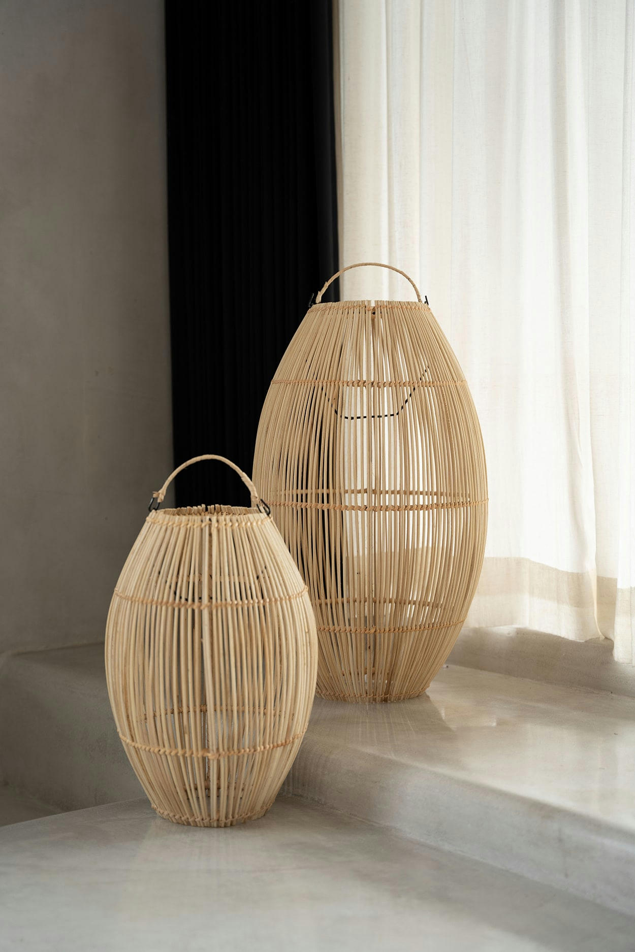 ZURI - Abat-jour en rotin naturel 59x35