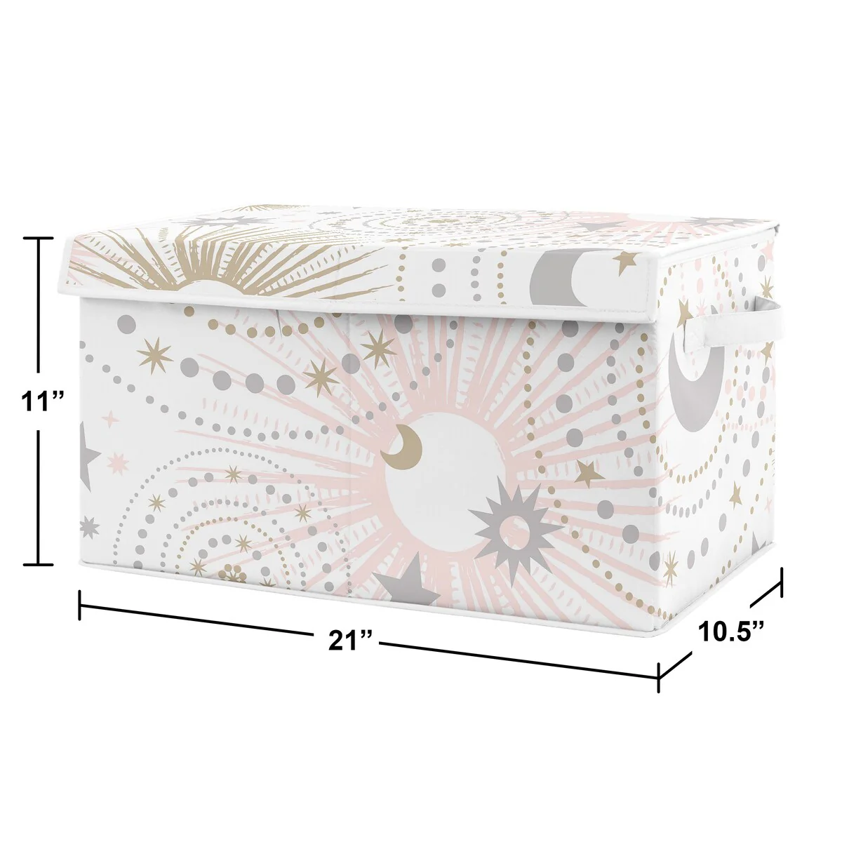 Sweet Jojo Blush Pink, Gold and Grey Star and Moon Celestial Collection Girl Kids Fabric Toy Bin Storage