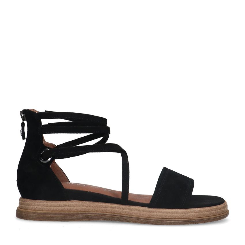 No Stress Zwarte suède sandalen met bandjes