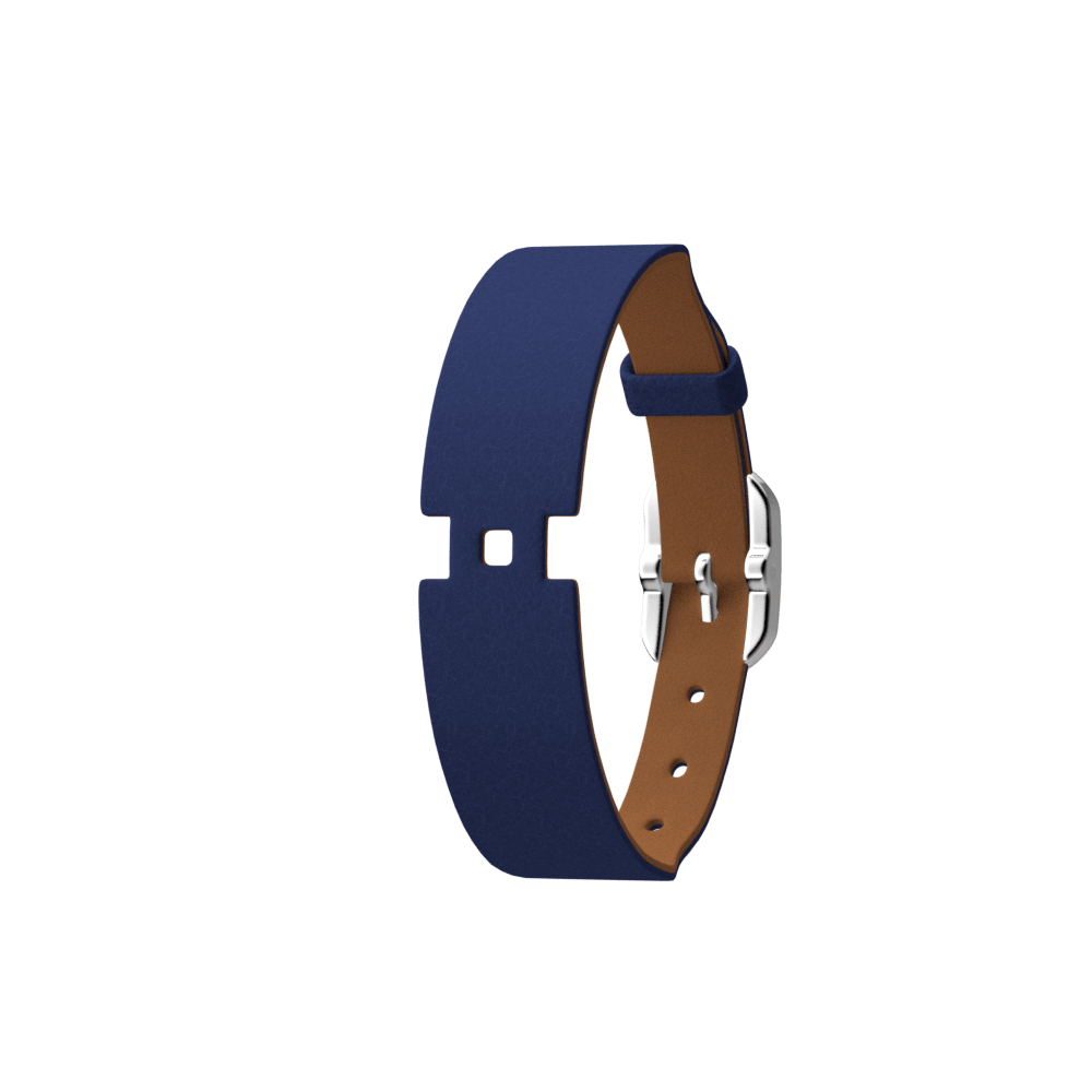 Bracelet Cuir Bleu Denim / Canyon, boucle argentée