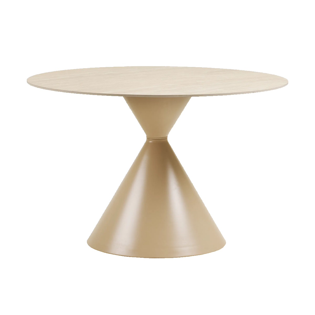 Artichok Anisa metalen eettafel met keramiek blad beige - Ø120