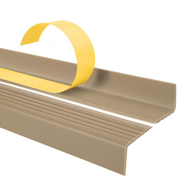 Nez de marche PVC 40x25mm, QUEST, profilé d'escalier ND, auto-adhésif, antidérapant, d'escalier-protection, beige, 1.3m