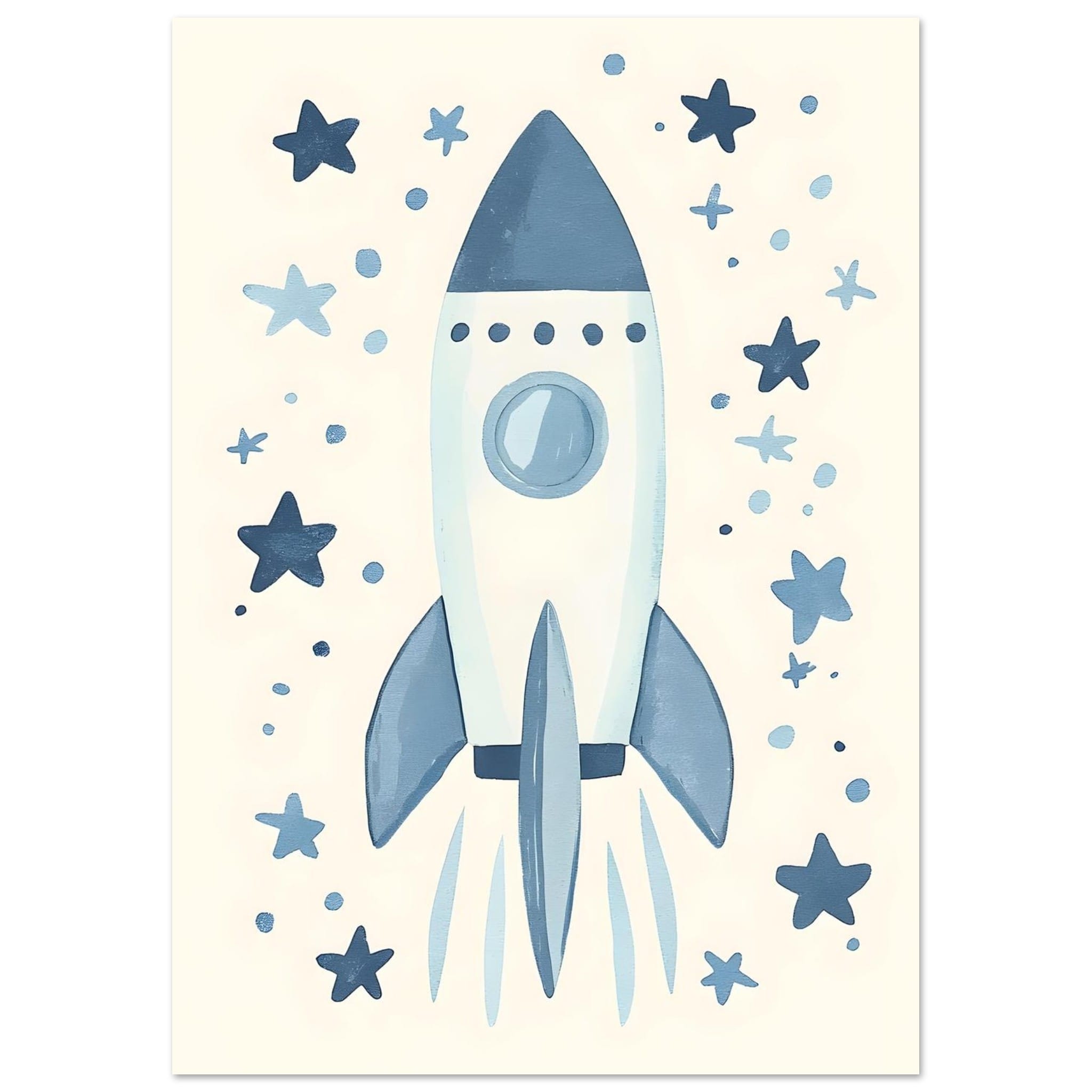 Artfulprints Poster Avontuurlijke ruimtevaart  - A4 21x29.7 cm - Blauw