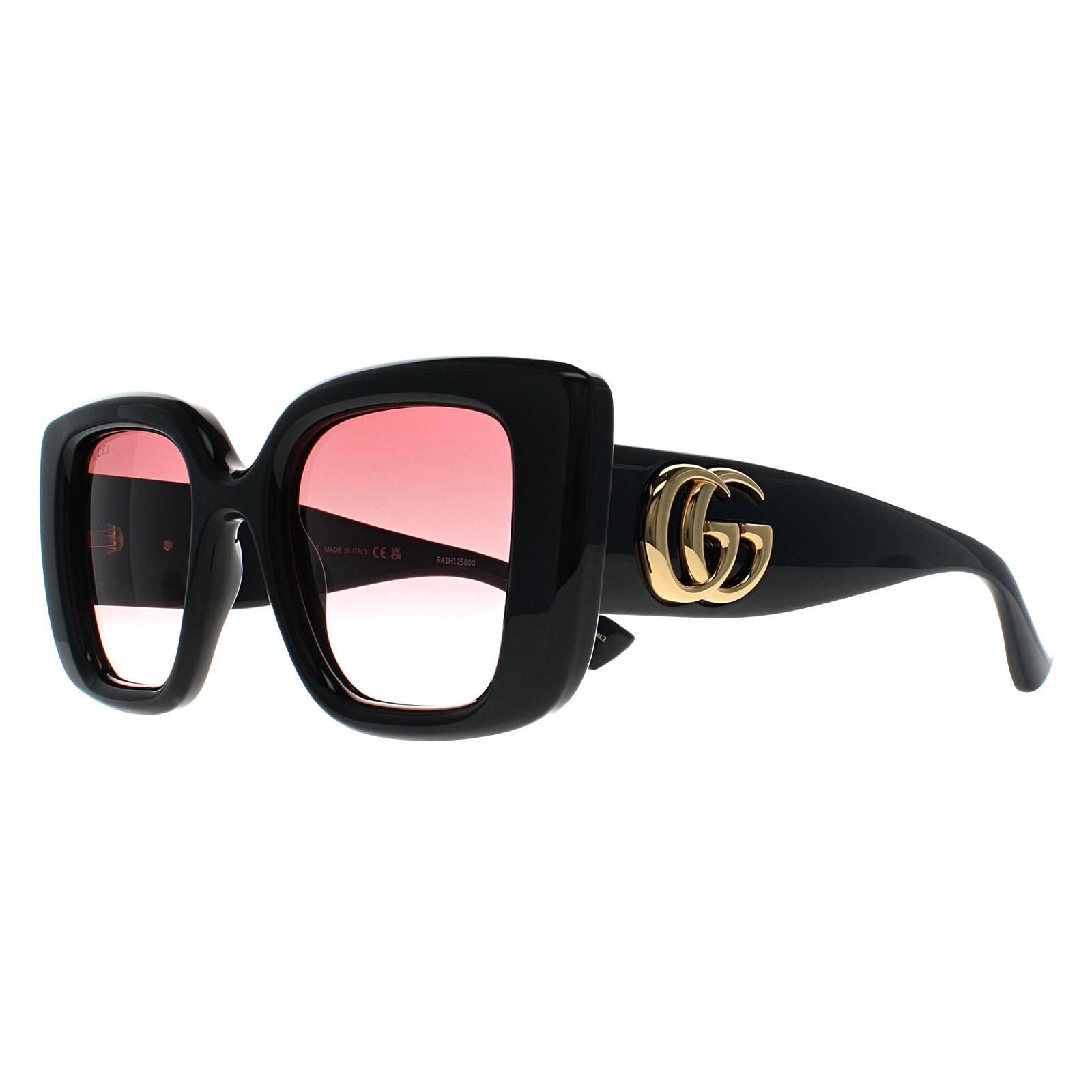 Gucci Square Shiny Black Red Gradient GG1975S