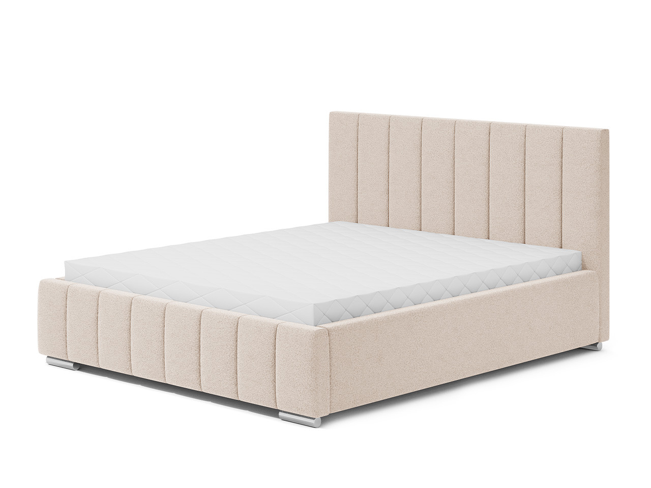 Łóżko tapicerowane Brest 180x200 beżowe tkanina boucle