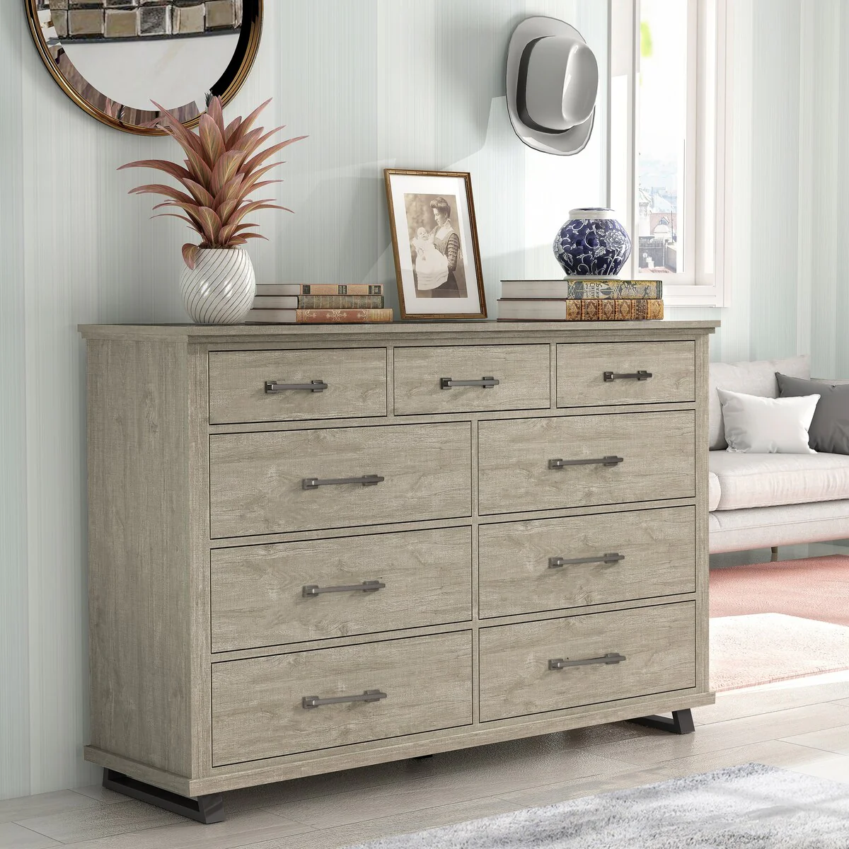64 in. Wide 9-Drawer Dresser - Contemporary Design w/ Ample Storage