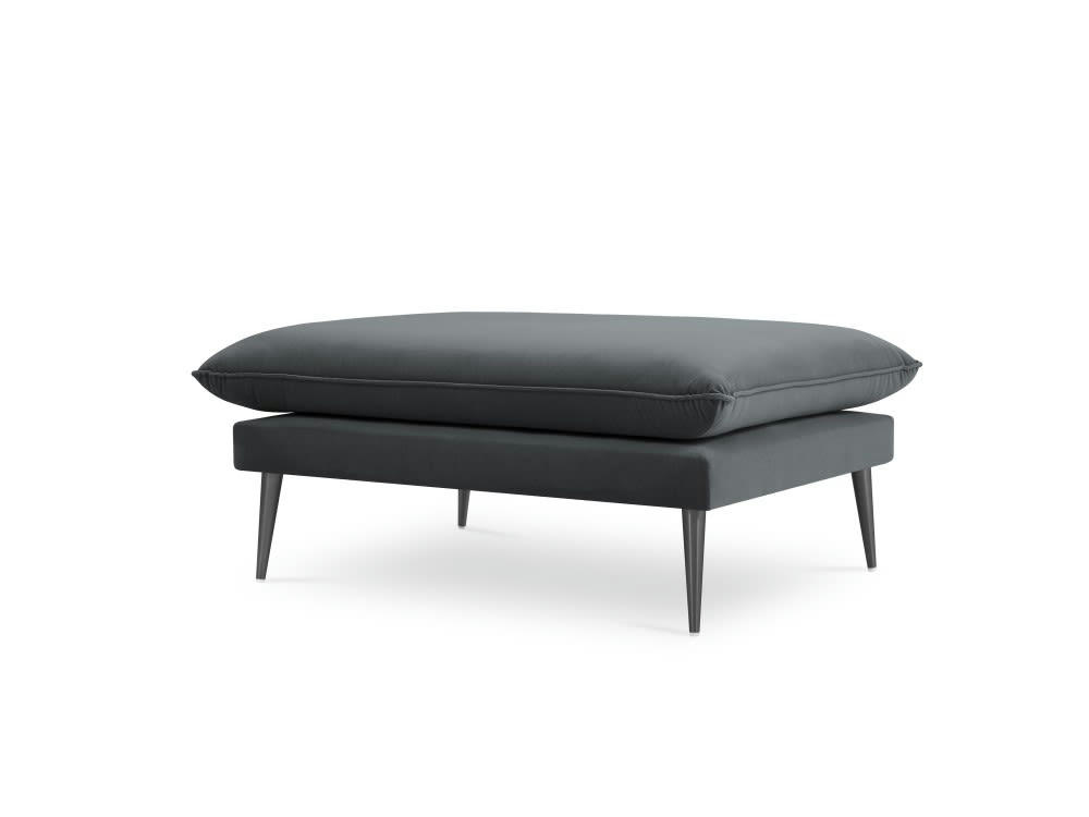 AGATE - Pouf en velours gris foncé