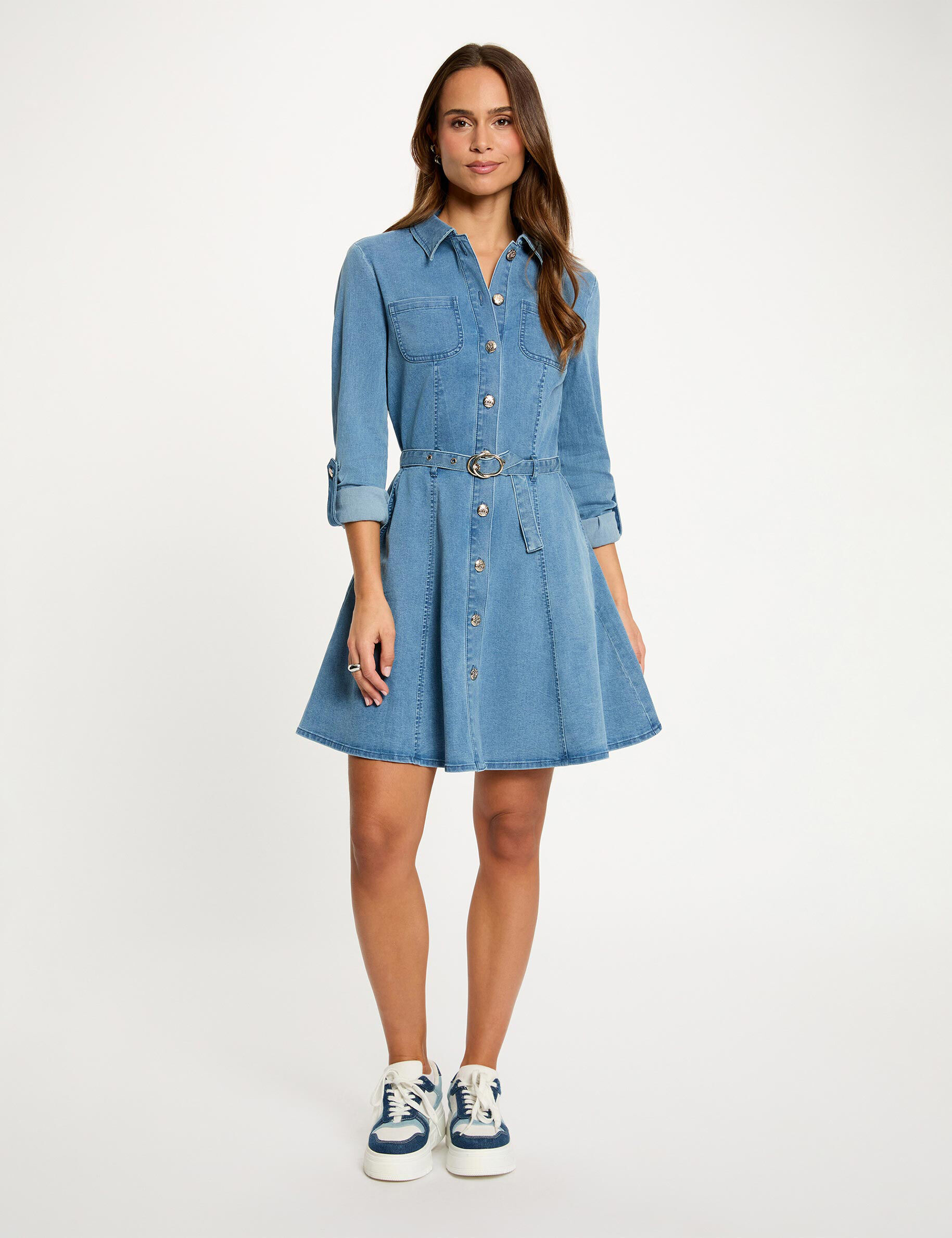 Fitted Short Dress Denim Stone Women