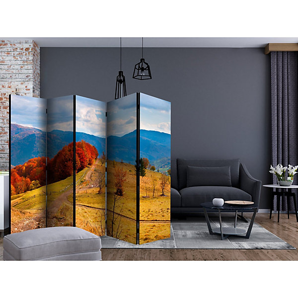 Paravent Paysage Automnal des Carpates - Déco Intérieure 225 x 172 cm Rouge et Orange