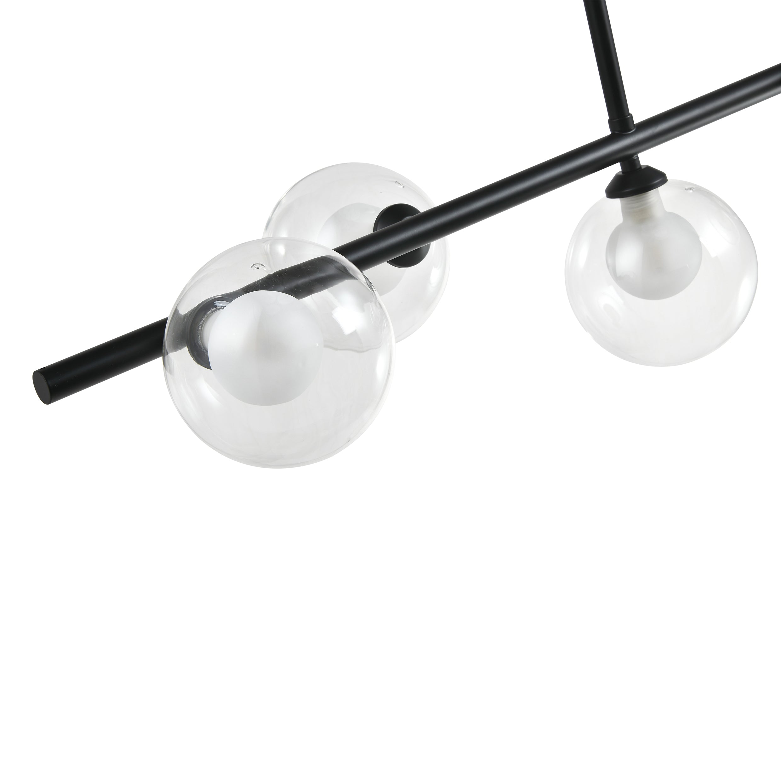 QUVIO Hanglamp met glazen bollen - Metaal - Glas - Zwart