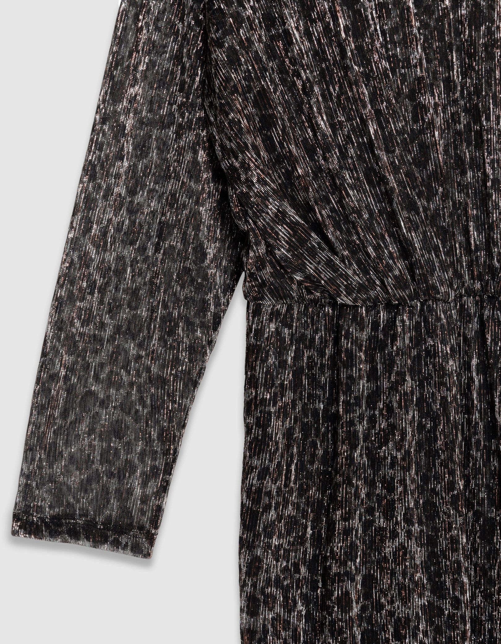 Robe courte noire lurex motif léopard Femme