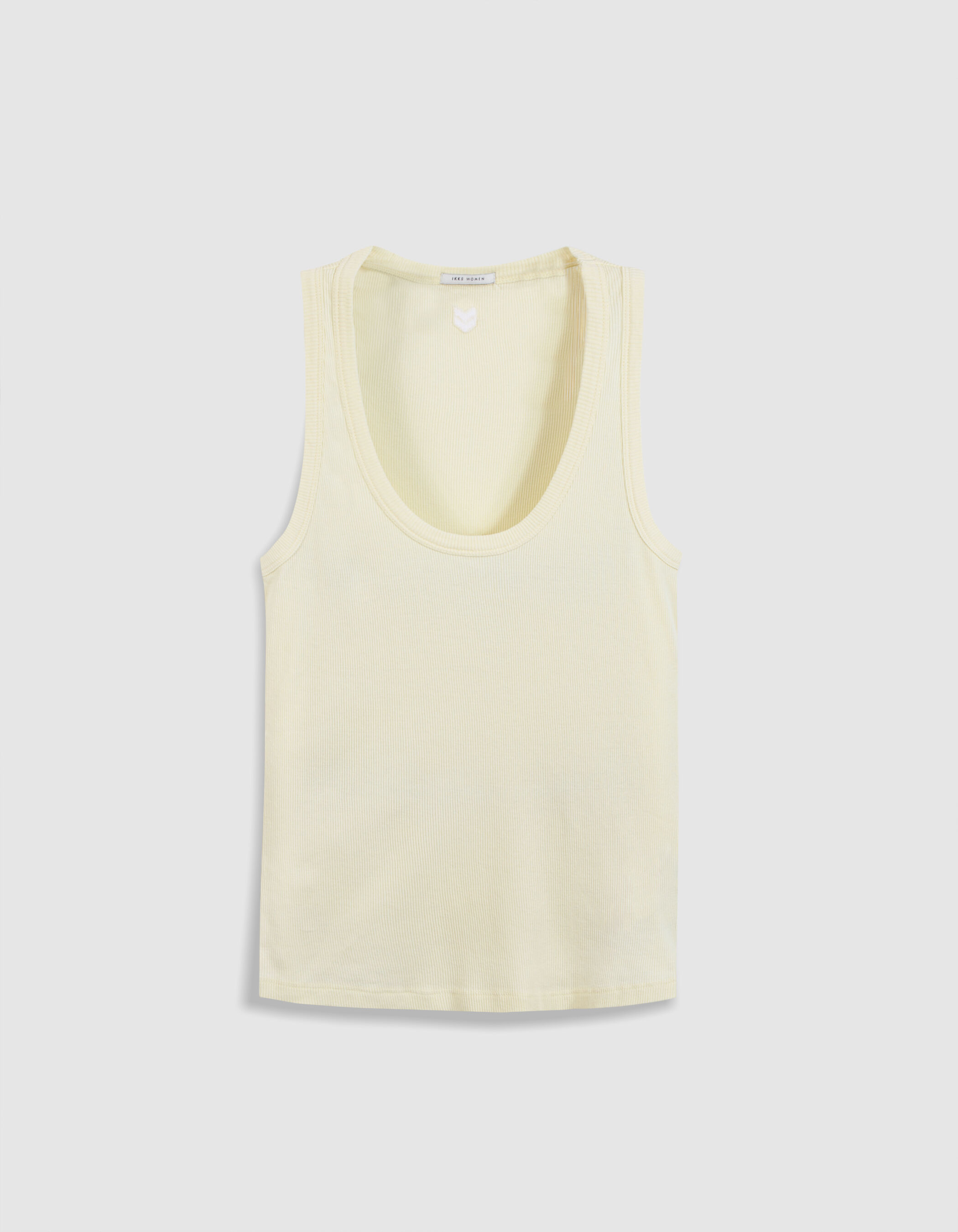 Débardeur vert côtelé broderie chevrons Femme
