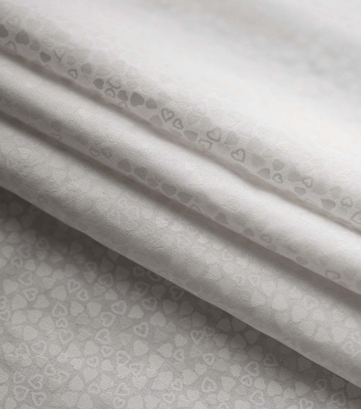 Foil Hearts on White Cotton Fabric by Keepsake Calico