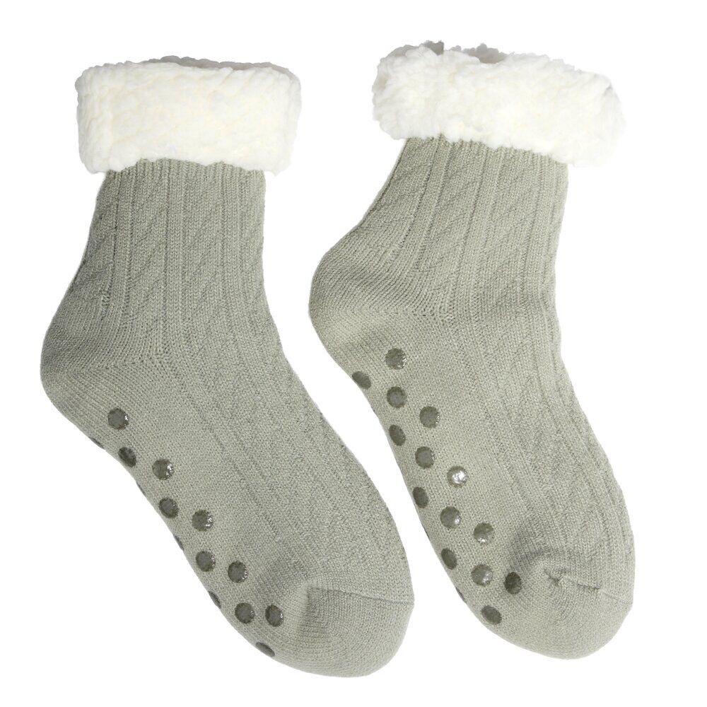 Chaussettes polaires femme antidérapantes grises Taille unique