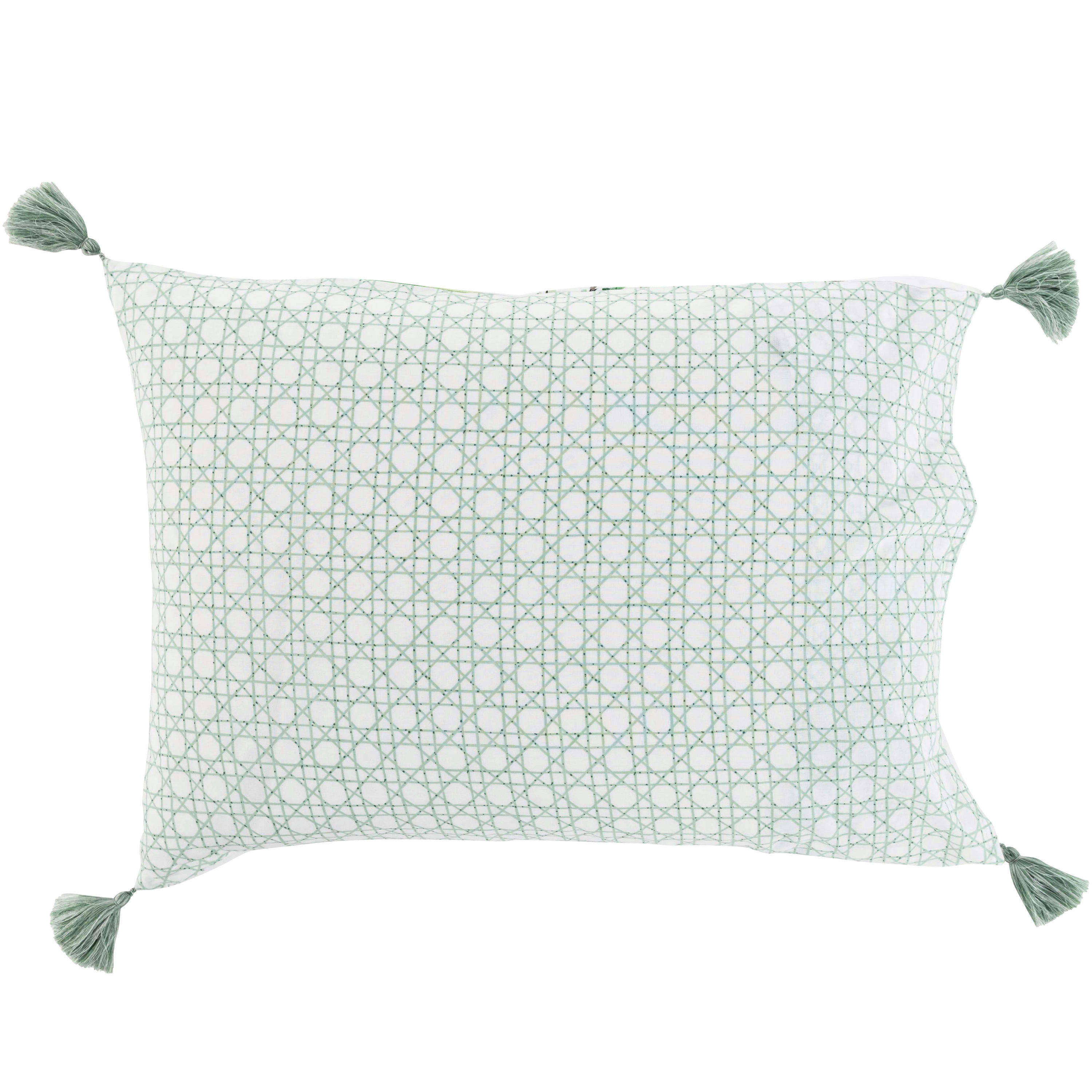 ALOEVERA - Taie d'oreiller rectangulaire coton et lin imprimé vert 50 x 70 cm