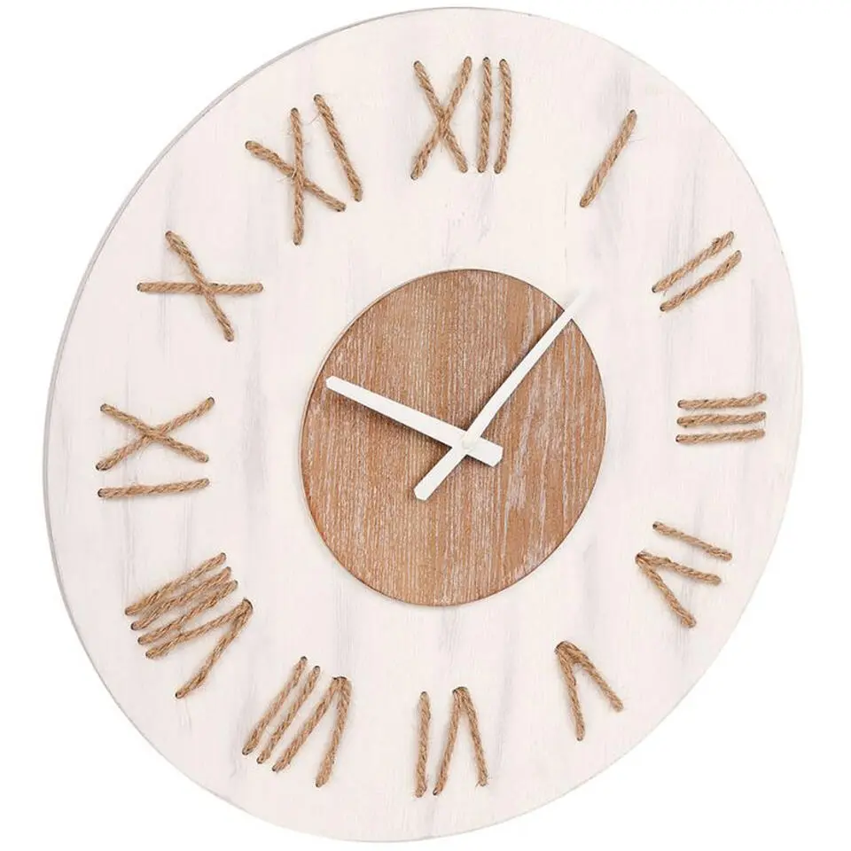 Ostaria Wandklok/muur klok - Maritiem - D50 cm - touw - wit/bruin