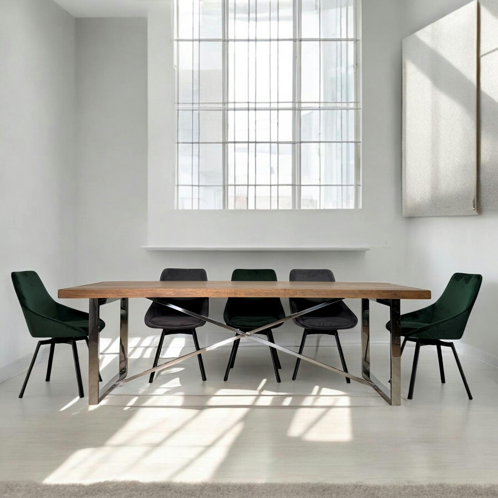 Table à manger moderne chêne acier 240 cm RIVERSIDE