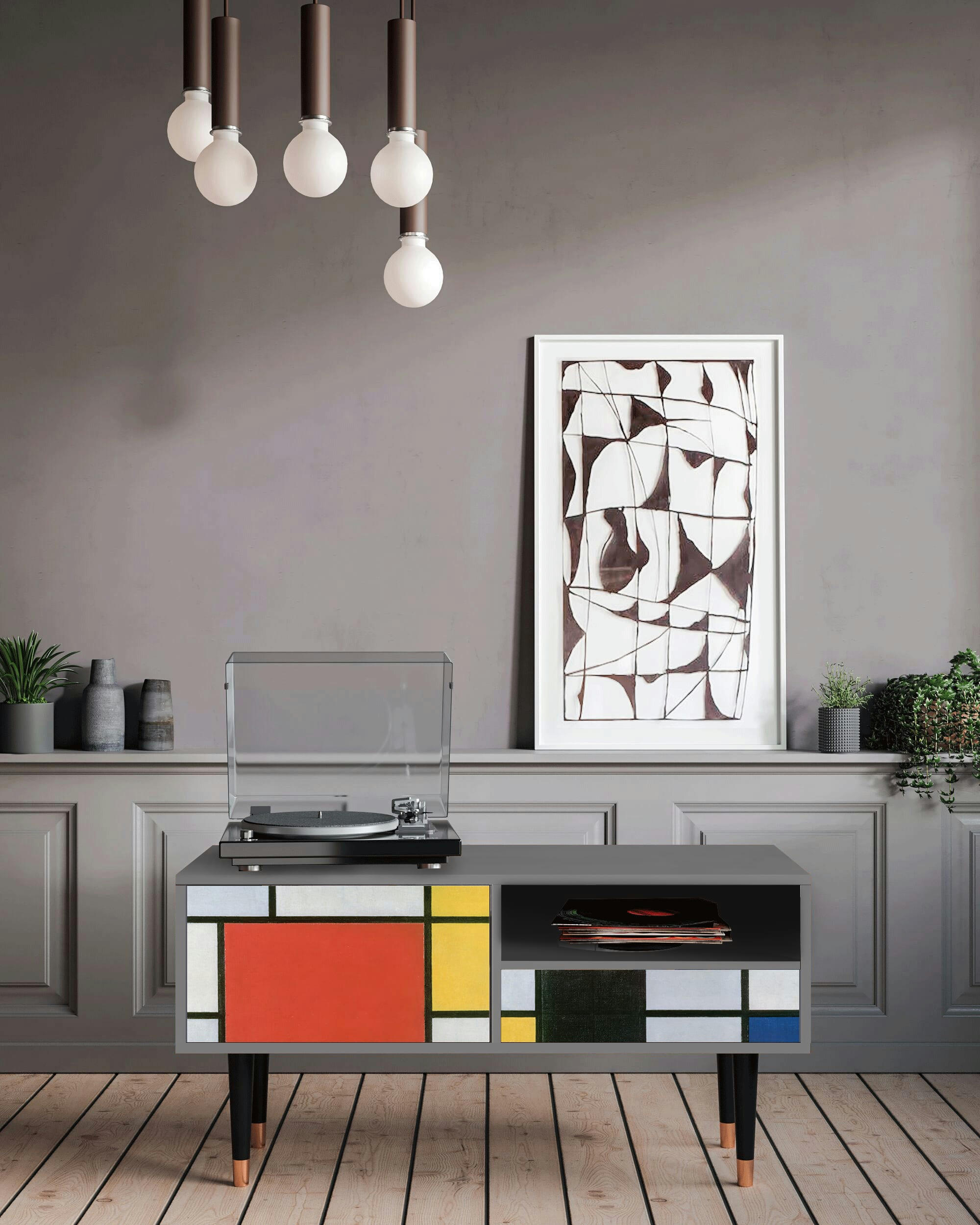 - Meuble TV  multicolore 1 tiroir et 1 porte L 115 cm