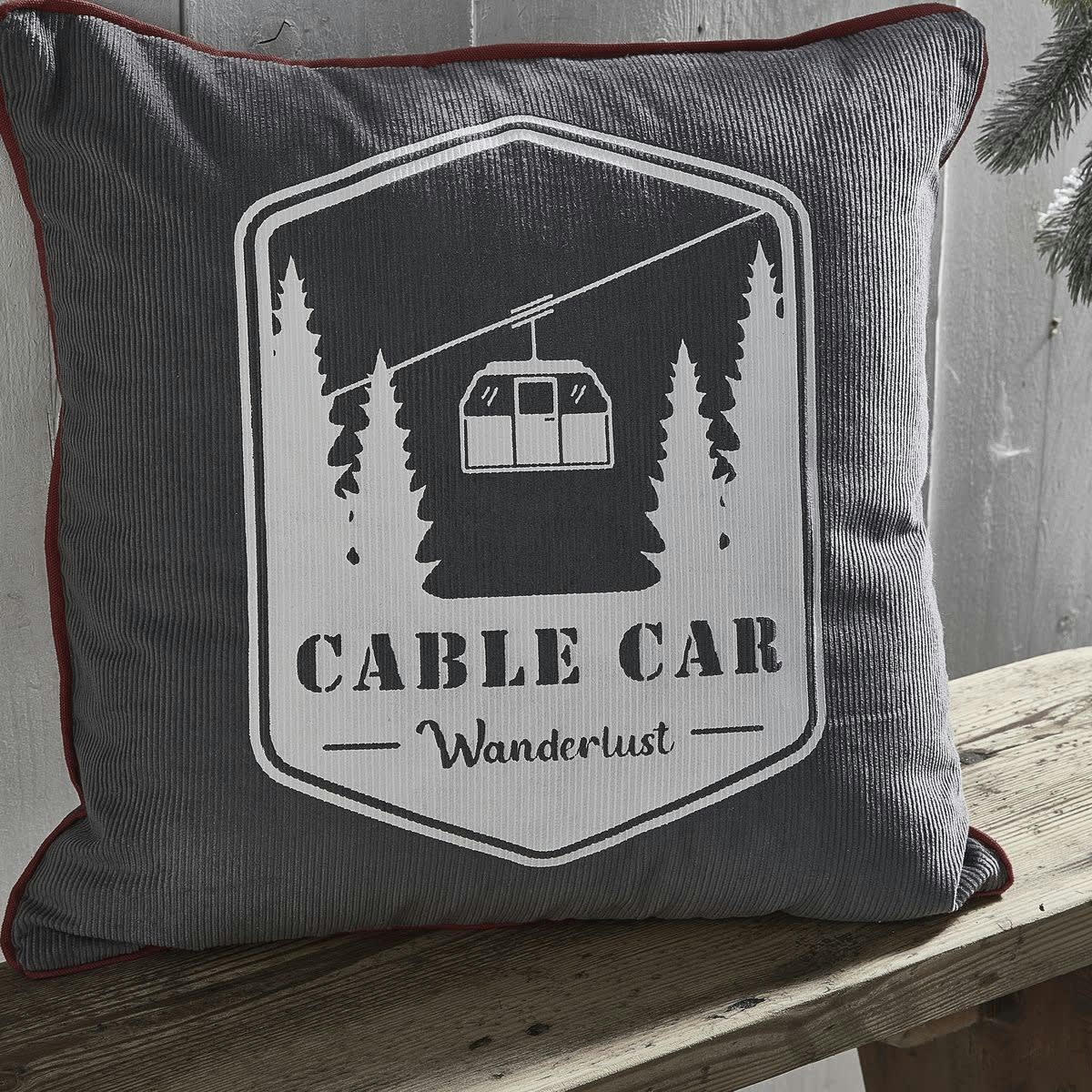 MOUNTAIN - Coussin en coton gris 40x40