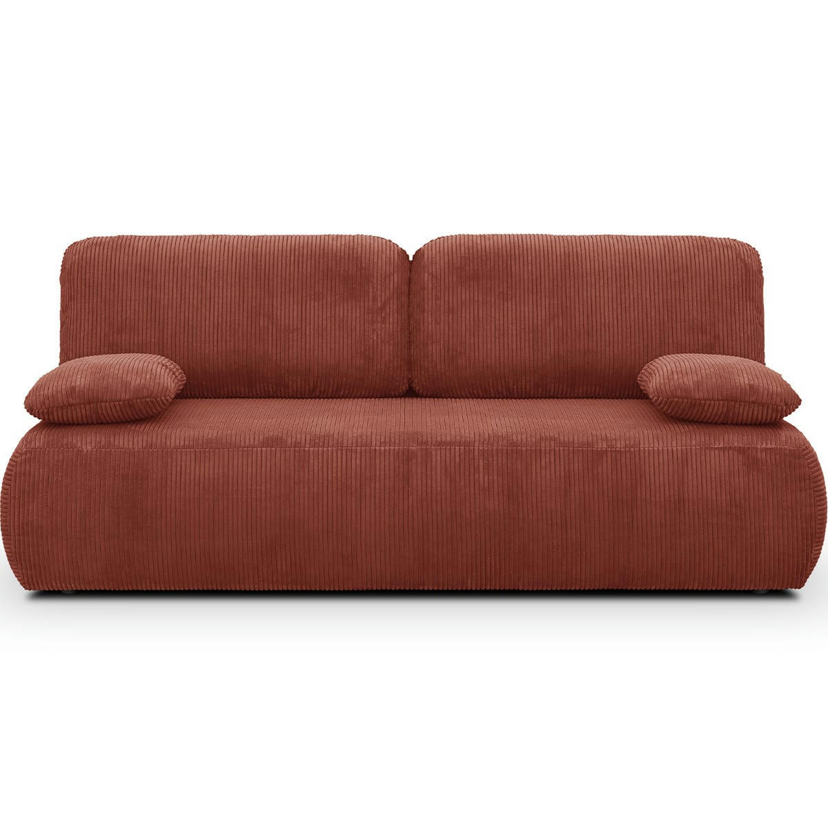 GEMMA - Canapé convertible 3 places avec coffre en velours côtelé rouille