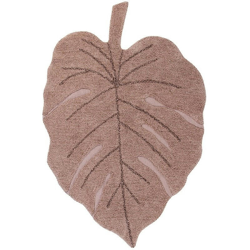 MONSTERA - Tapis coton lavable monstera nude 120x180cm