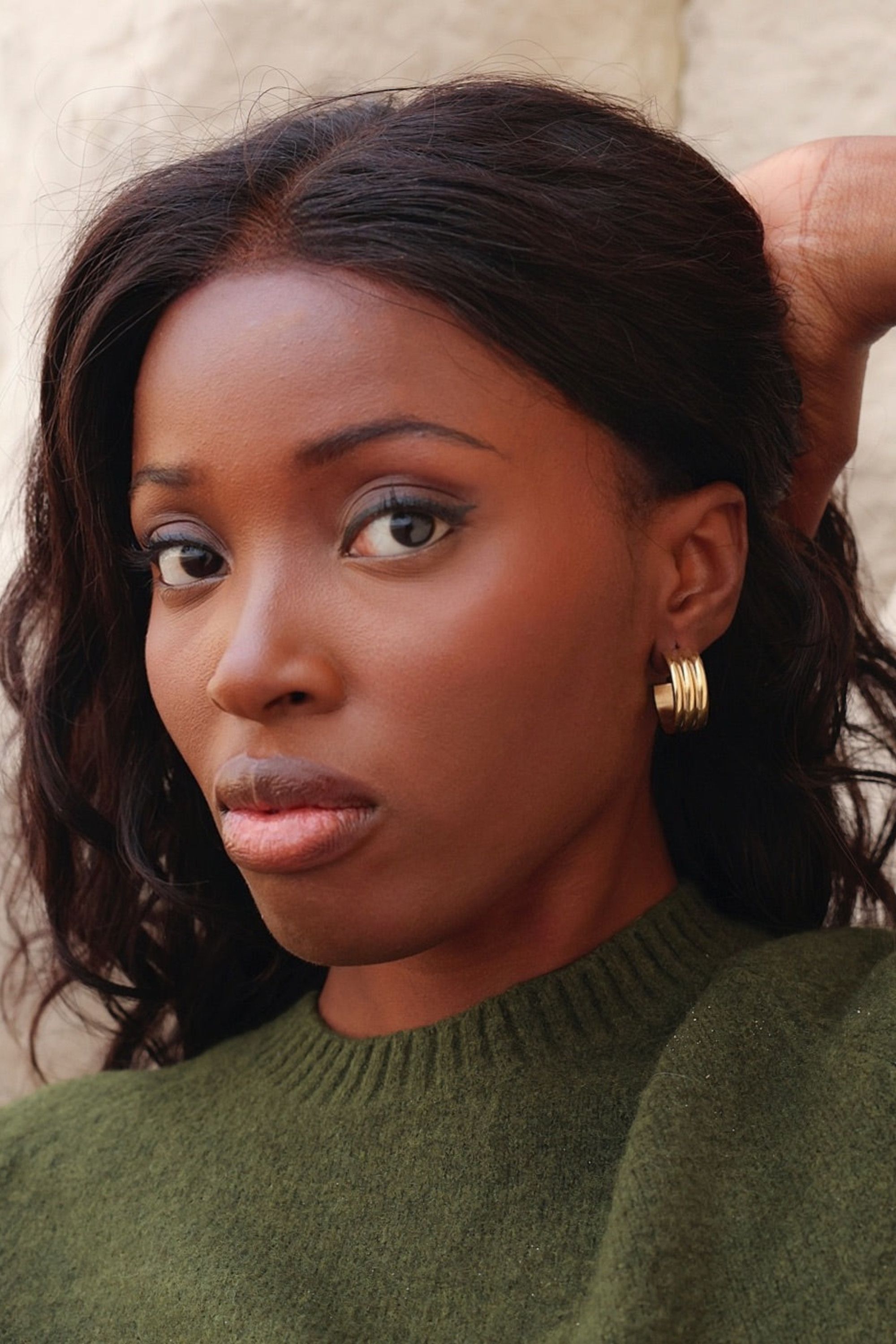 Linzi Spirit Large Gold Ridge Hoop Earrings