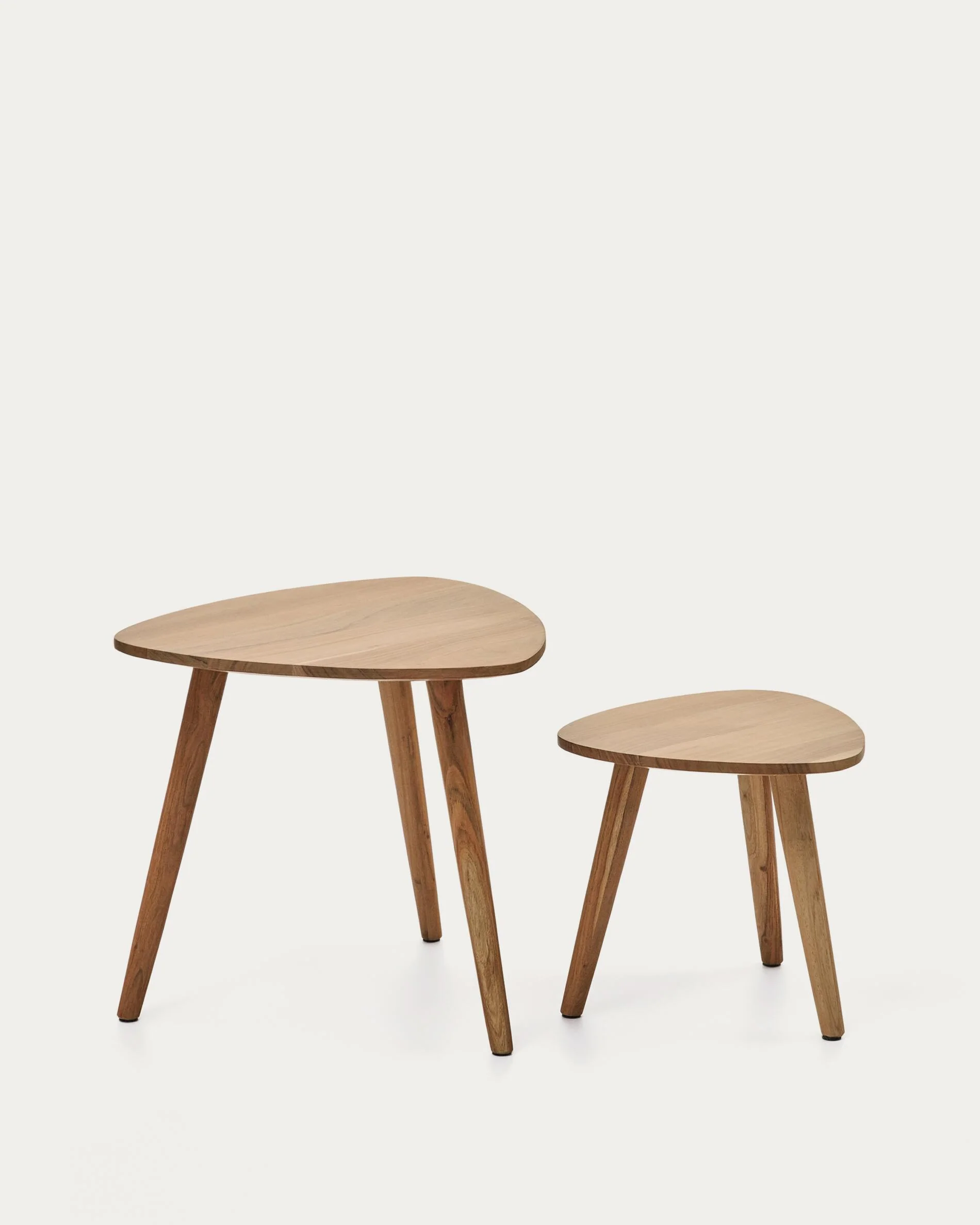 Duvani set of 2 side tables in solid acacia wood with bleached finish
